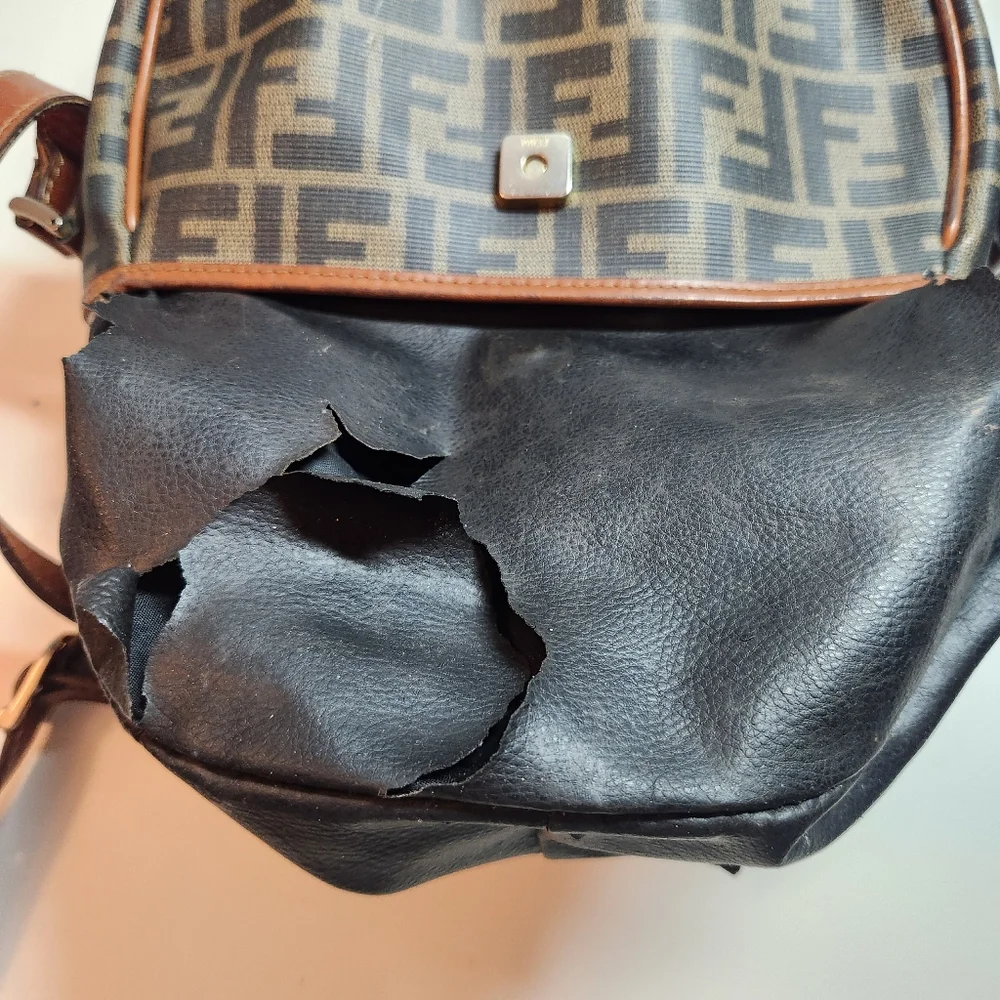 Vintage Fendi Zucca Canvas Leather Half-moon Crossbody Bag - Picture 11 of 15